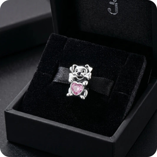 Berloque Dog de Cristal em Prata 925