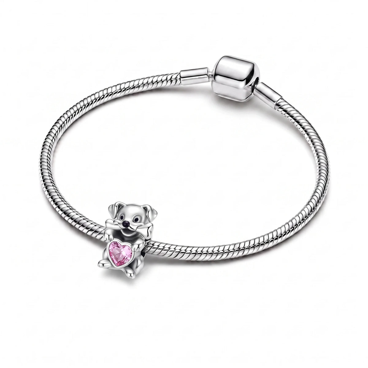 Berloque Dog de Cristal em Prata 925
