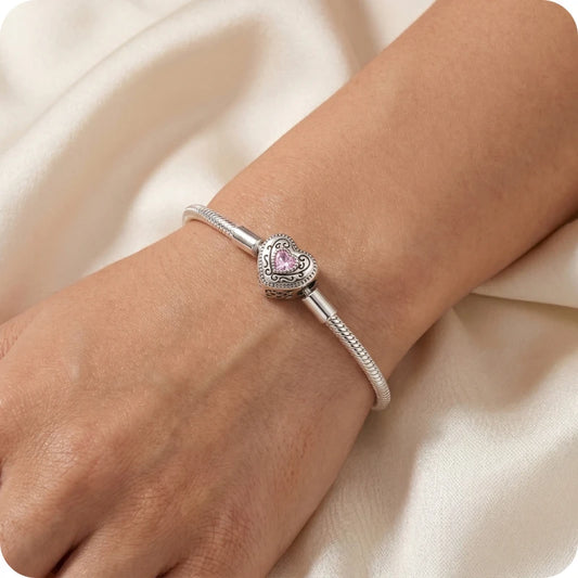 Pulseira para Berloques Arabesco Rosa em Prata 925