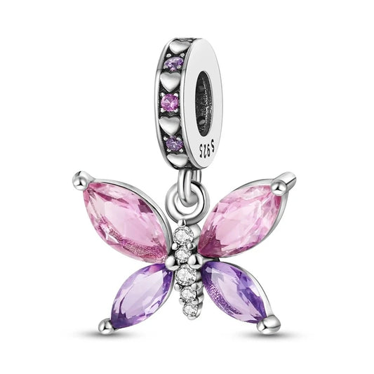 Berloque Borboleta Cristal Lilás em Prata 925