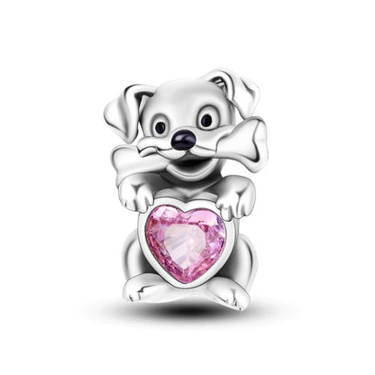 Berloque Dog de Cristal em Prata 925