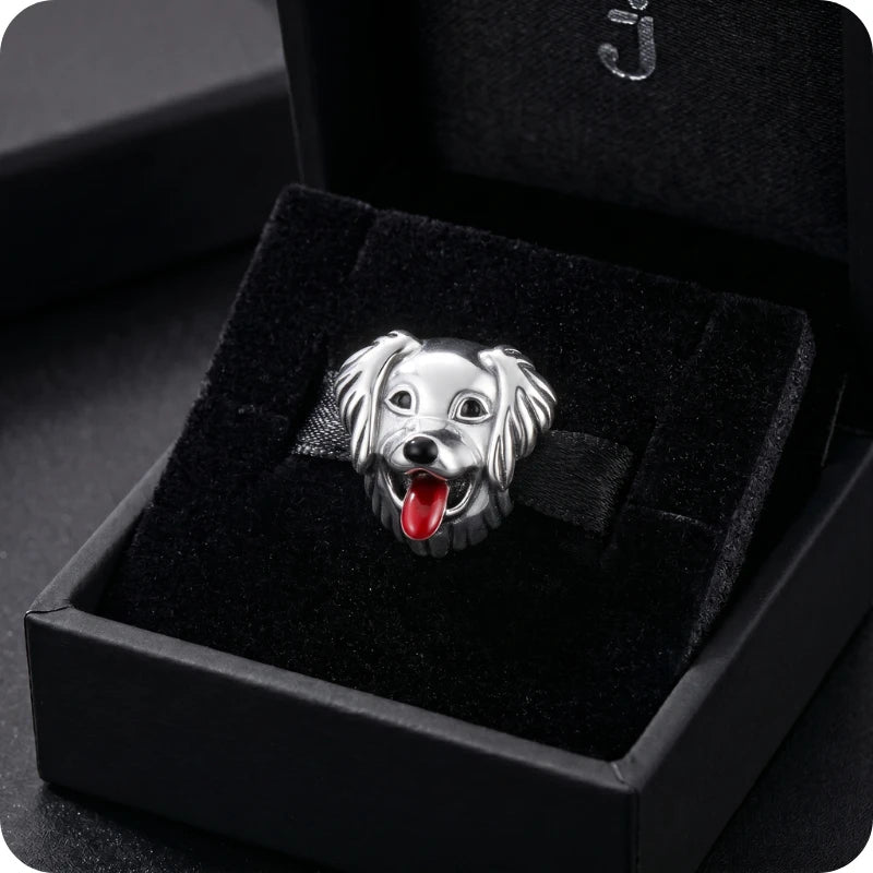 Berloque Golden Retriever Sorridente em Prata 925
