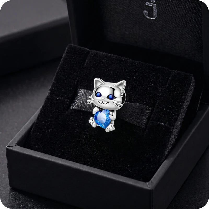 Berloque Miau de Cristal em Prata 925