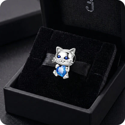 Berloque Miau de Cristal em Prata 925