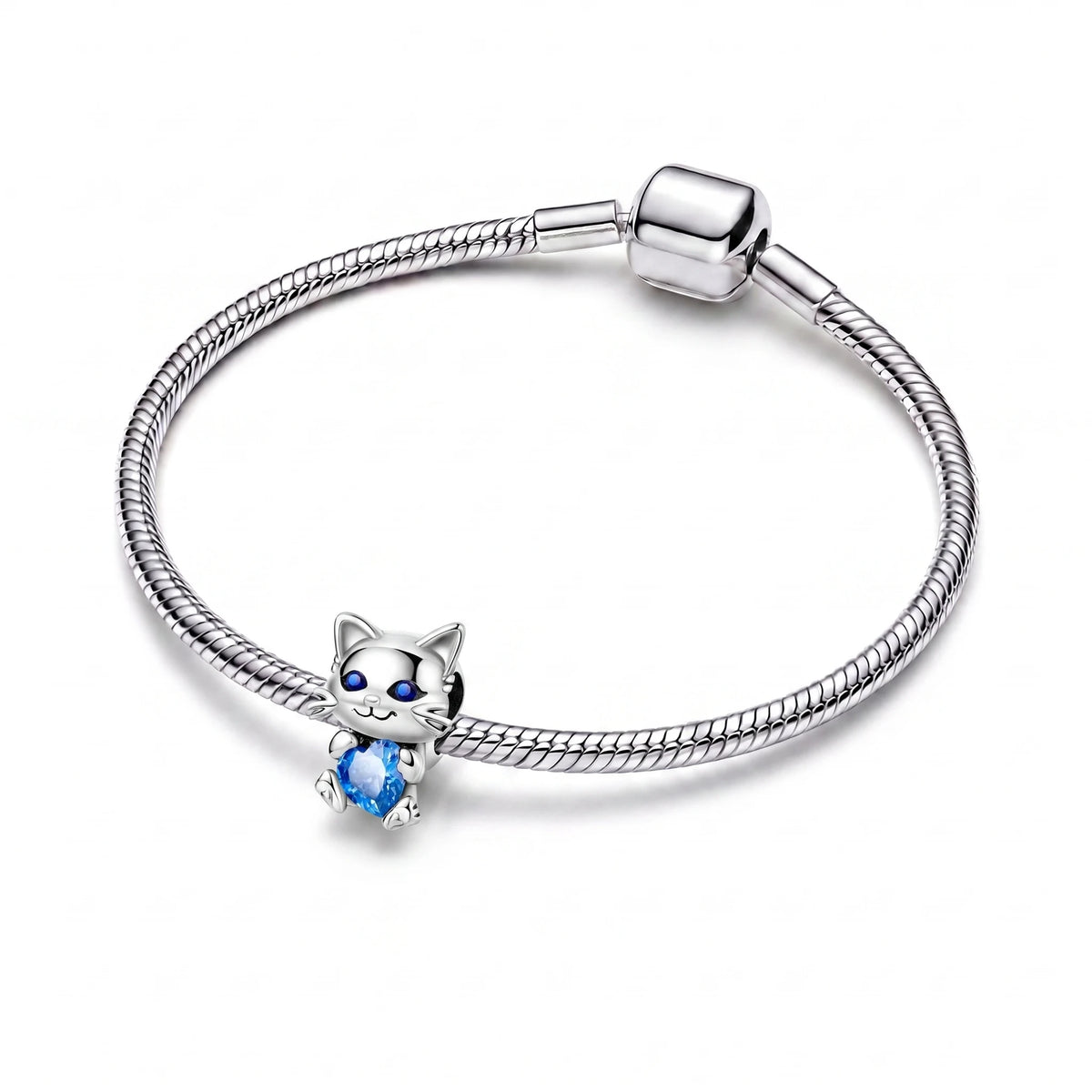 Berloque Miau de Cristal em Prata 925