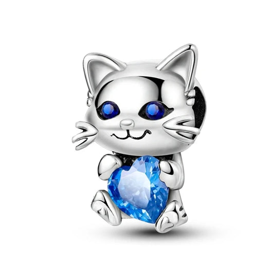Berloque Miau de Cristal em Prata 925