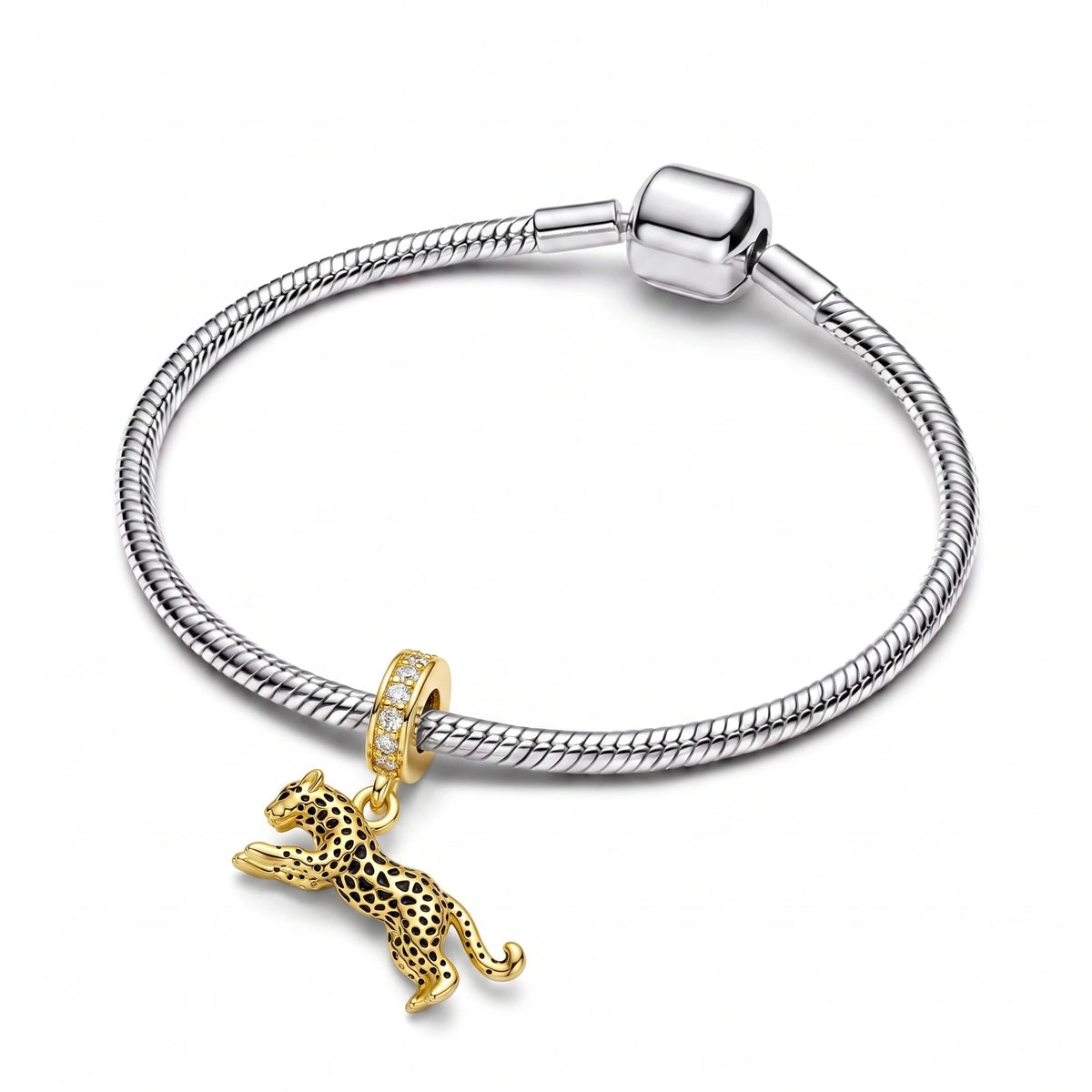 Berloque Pantera Gold em Prata 925
