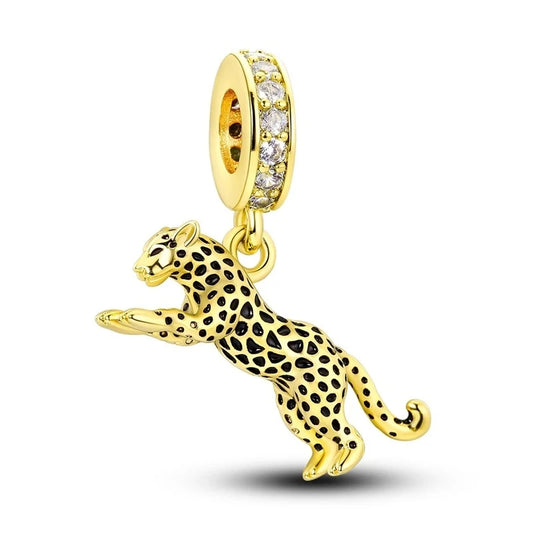 Berloque Pantera Gold em Prata 925