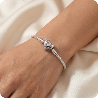 Pulseira para Berloques Arabesco Rosa em Prata 925