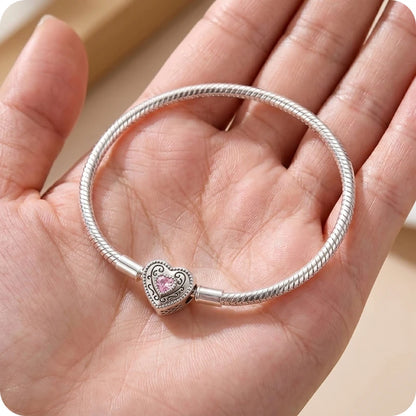 Pulseira para Berloques Arabesco Rosa em Prata 925