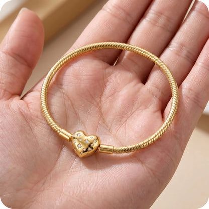 Pulseira para Berloques Coração Estrelado em Prata 925
