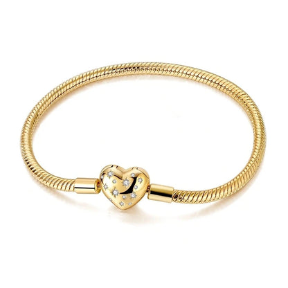 Pulseira para Berloques Coração Estrelado em Prata 925