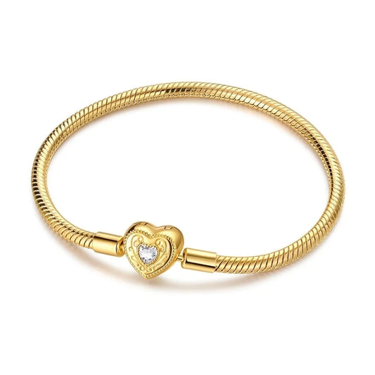 Pulseira para Berloques Coração Realeza em Prata 925
