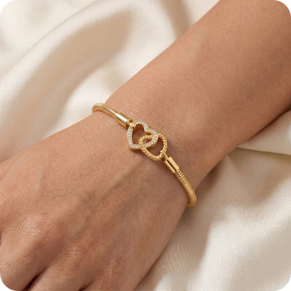Pulseira para Berloques Dois Corações em Prata 925