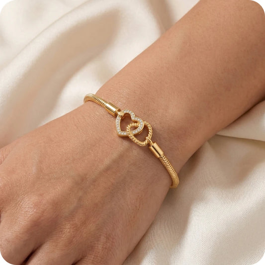 Pulseira para Berloques Dois Corações em Prata 925