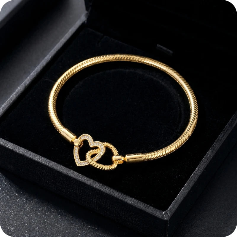 Pulseira para Berloques Dois Corações em Prata 925