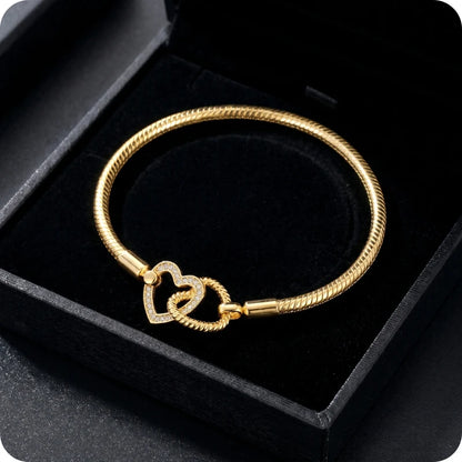 Pulseira para Berloques Dois Corações em Prata 925