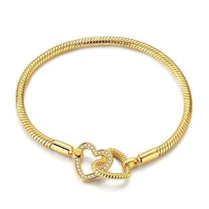 Pulseira para Berloques Dois Corações em Prata 925