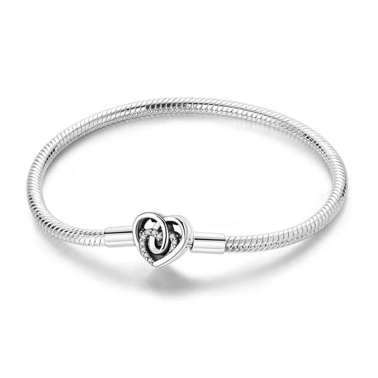 Pulseira para Berloques Nó do Amor em Prata 925
