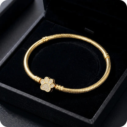 Pulseira para Berloques Patinha Cravejada em Prata 925