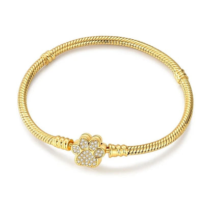 Pulseira para Berloques Patinha Cravejada em Prata 925