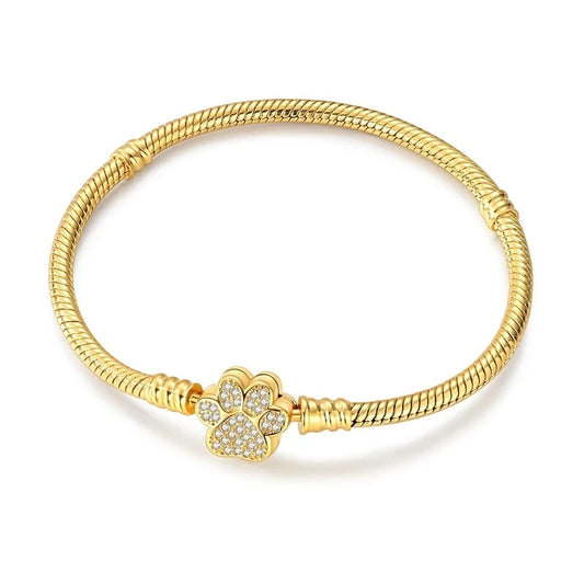 Pulseira para Berloques Patinha Cravejada em Prata 925