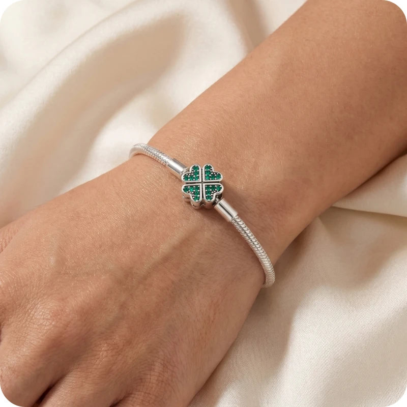 Pulseira para Berloques Trevo da Sorte em Prata 925