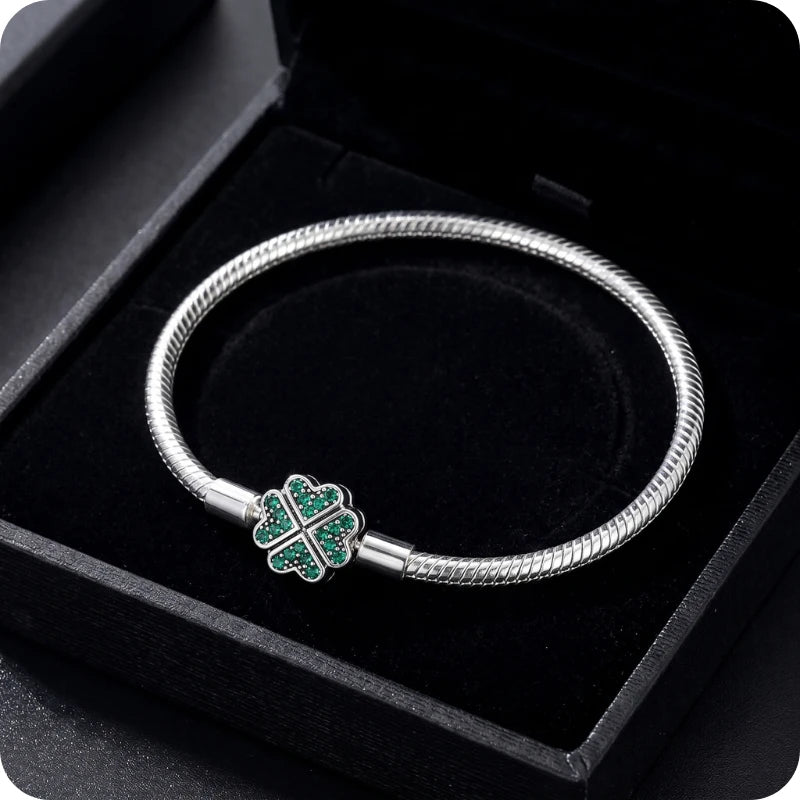 Pulseira para Berloques Trevo da Sorte em Prata 925