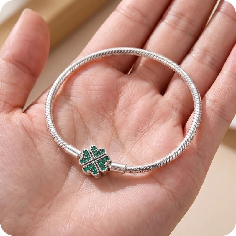 Pulseira para Berloques Trevo da Sorte em Prata 925