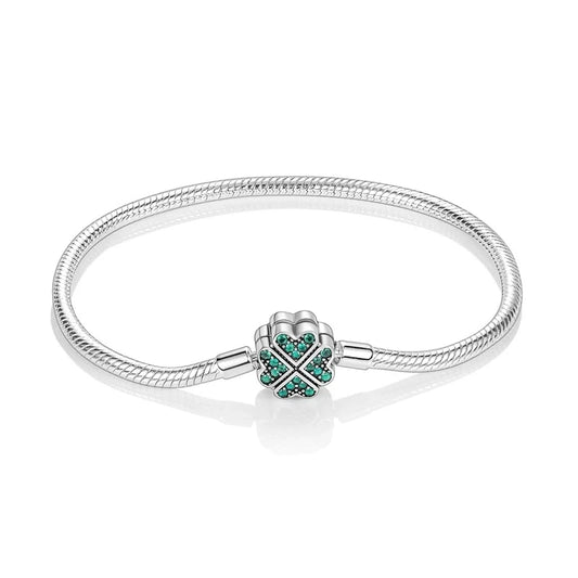 Pulseira para Berloques Trevo da Sorte em Prata 925